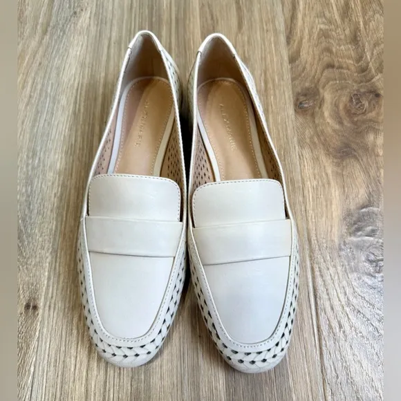 Alex Marie Arlias Ivory Lazor Cut Out Perforated Woven Leather Loafer 6.5 NWOT