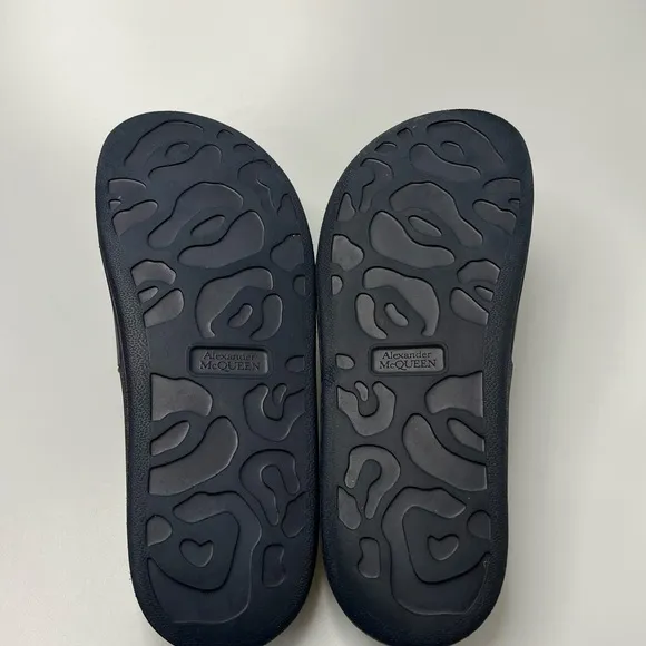 Alexander McQueen Logo Wedge Pool Slides Navy Blue Men’s EU 41/US 8 $280