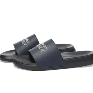 Alexander McQueen Logo Wedge Pool Slides Navy Blue Men’s EU 41/US 8 $280