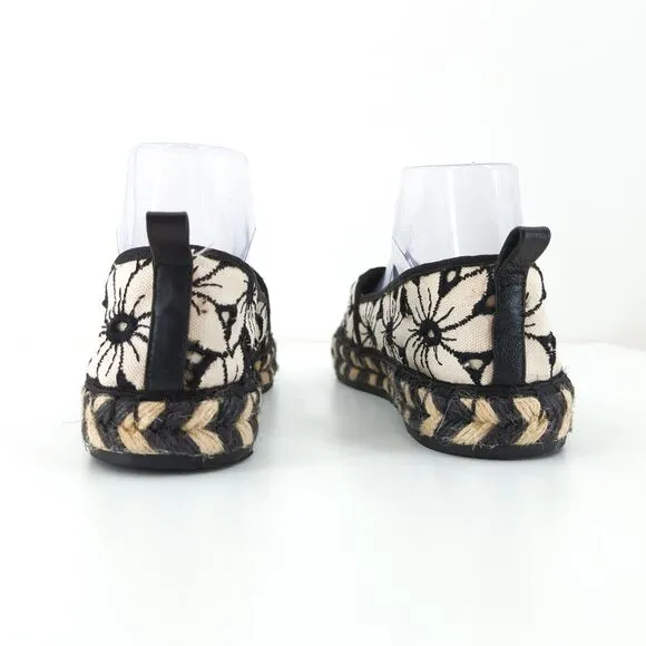 Alice   Olivia Women EU 39 Bradley Espadrilles Sneakers White Black Floral Slip
