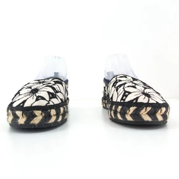 Alice   Olivia Women EU 39 Bradley Espadrilles Sneakers White Black Floral Slip