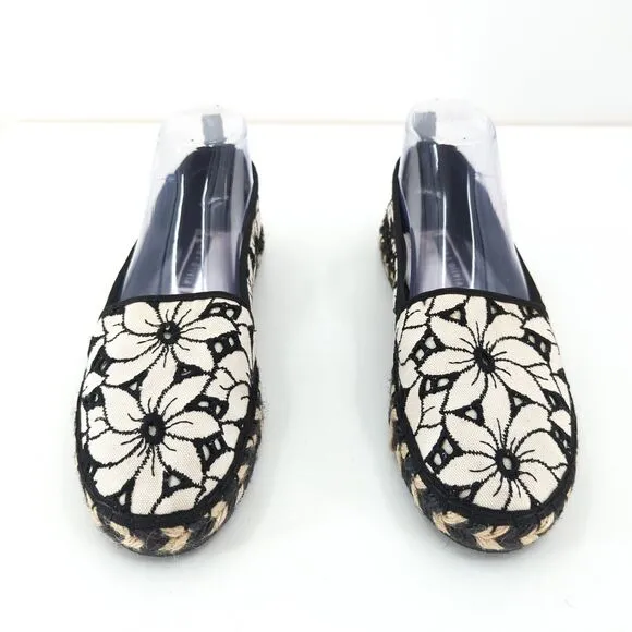 Alice   Olivia Women EU 39 Bradley Espadrilles Sneakers White Black Floral Slip