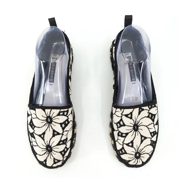 Alice   Olivia Women EU 39 Bradley Espadrilles Sneakers White Black Floral Slip