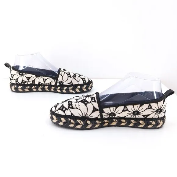 Alice   Olivia Women EU 39 Bradley Espadrilles Sneakers White Black Floral Slip