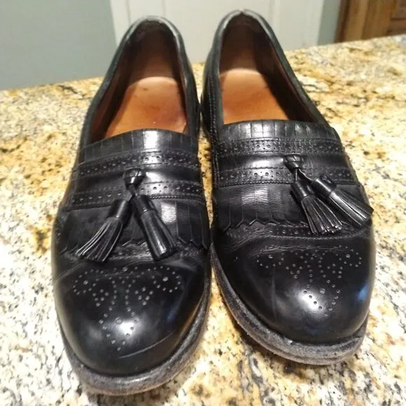 Allen Edmonds Bridgeton Men's Black Leather Kiltie Tassel Loafers Sz 9.5 B