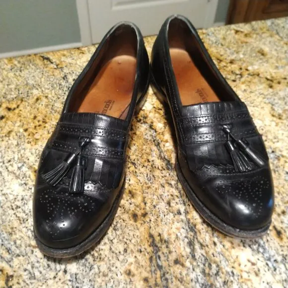 Allen Edmonds Bridgeton Men's Black Leather Kiltie Tassel Loafers Sz 9.5 B