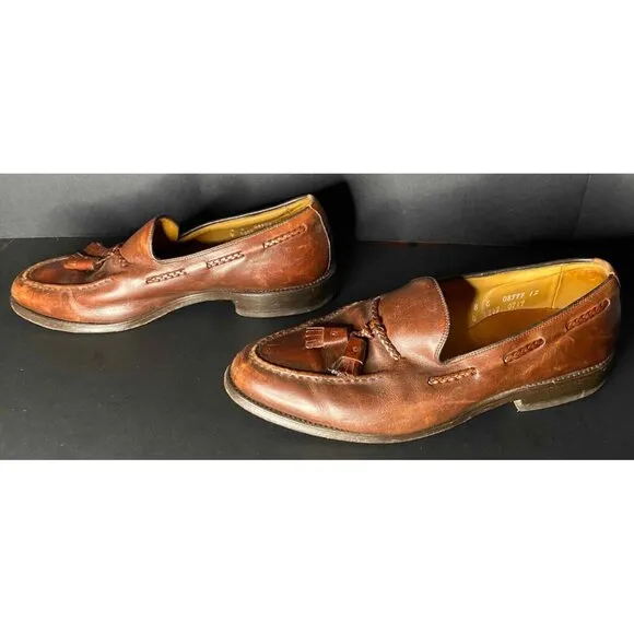 Allen Edmonds Brookwood Brown Tassel Loafers Mens 8 USA 08999 Preppy Casual