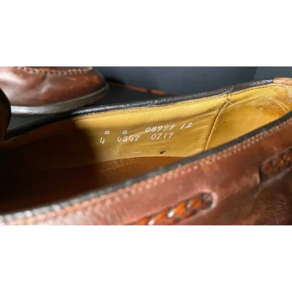 Allen Edmonds Brookwood Brown Tassel Loafers Mens 8 USA 08999 Preppy Casual