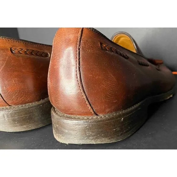 Allen Edmonds Brookwood Brown Tassel Loafers Mens 8 USA 08999 Preppy Casual