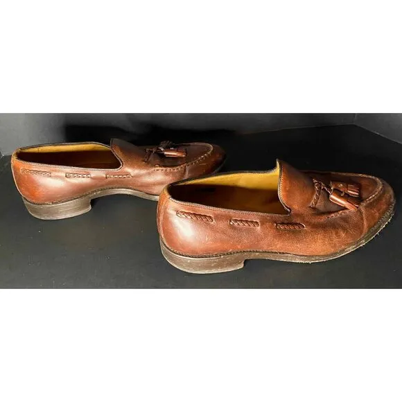 Allen Edmonds Brookwood Brown Tassel Loafers Mens 8 USA 08999 Preppy Casual