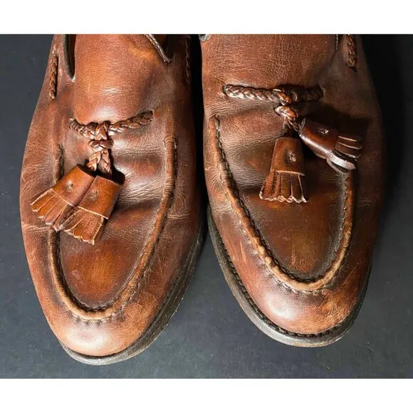 Allen Edmonds Brookwood Brown Tassel Loafers Mens 8 USA 08999 Preppy Casual