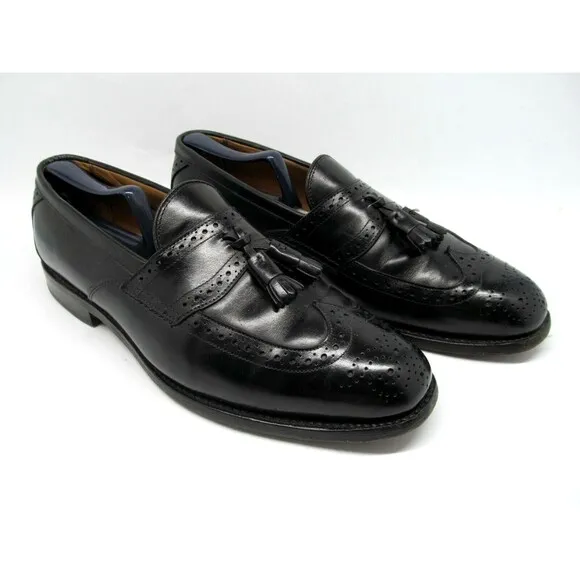 Allen Edmonds Chambrey Mens Black Leather  Wingtip Tassel Loafers Size 9.5 D
