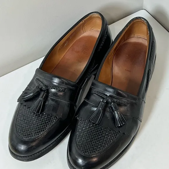 Allen Edmonds Cody Black Leather Tassel Knit Loafers Size 11
