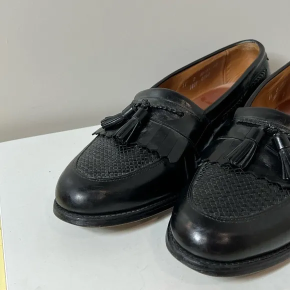 Allen Edmonds Cody Black Leather Tassel Knit Loafers Size 11