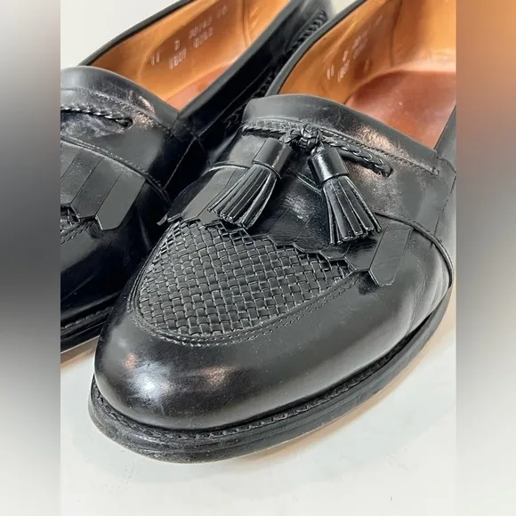 Allen Edmonds Cody Black Leather Tassel Knit Loafers Size 11