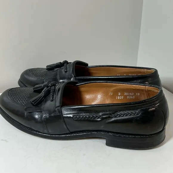 Allen Edmonds Cody Black Leather Tassel Knit Loafers Size 11
