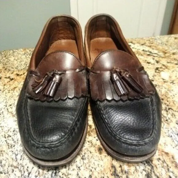 Allen Edmonds Mens 10.5 NASHUA Black/Brown Leather Tassel Kiltie Loafers 42250