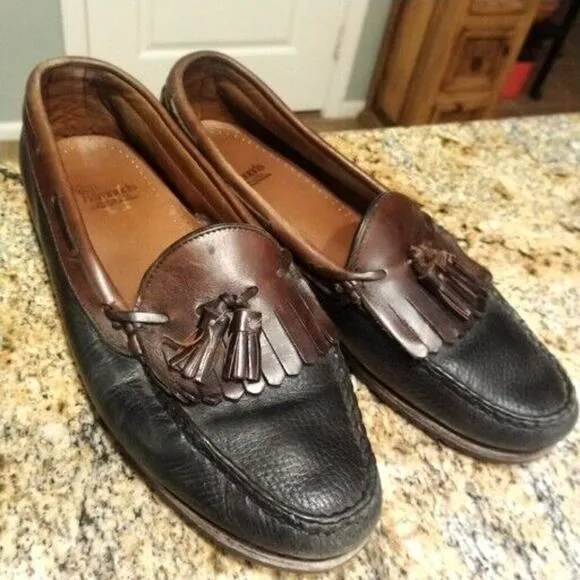 Allen Edmonds Mens 10.5 NASHUA Black/Brown Leather Tassel Kiltie Loafers 42250