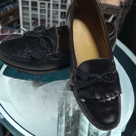 Allen Edmonds Men's Black Leather Tassel Woodstock Slip On Loafer Size 8D