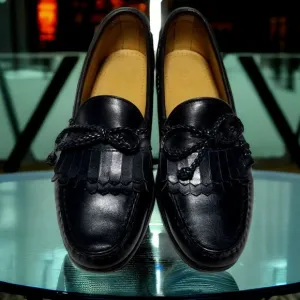 Allen Edmonds Men's Black Leather Tassel Woodstock Slip On Loafer Size 8D