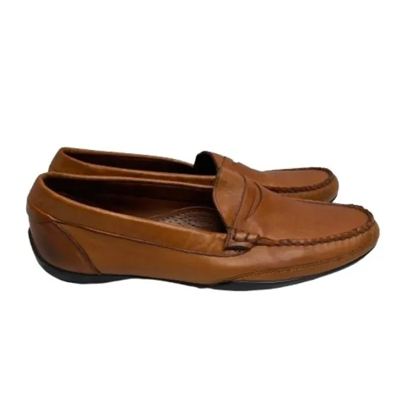 Allen Edmonds Mens Route 100 Leather Driving Penny Loafers Sz 11.5 Brown Casual