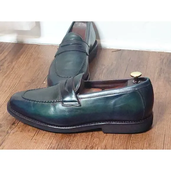 Allen Edmonds Men’s Sz 10 D Penny Loafer Navy Teal Leather Dress Shoes