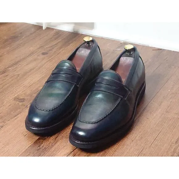 Allen Edmonds Men’s Sz 10 D Penny Loafer Navy Teal Leather Dress Shoes