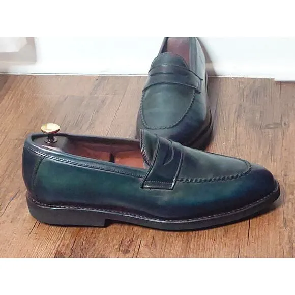 Allen Edmonds Men’s Sz 10 D Penny Loafer Navy Teal Leather Dress Shoes