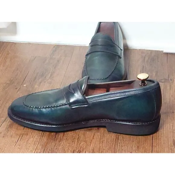Allen Edmonds Men’s Sz 10 D Penny Loafer Navy Teal Leather Dress Shoes