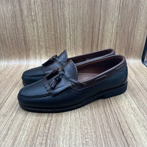 Allen Edmonds Nashua Leather Tassel Loafers Black Brown Slip On Dress Men's 9 3E
