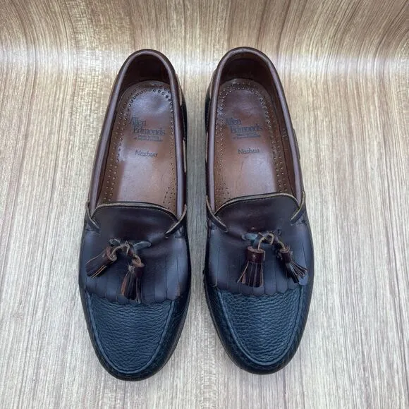 Allen Edmonds Nashua Leather Tassel Loafers Black Brown Slip On Dress Men's 9 3E