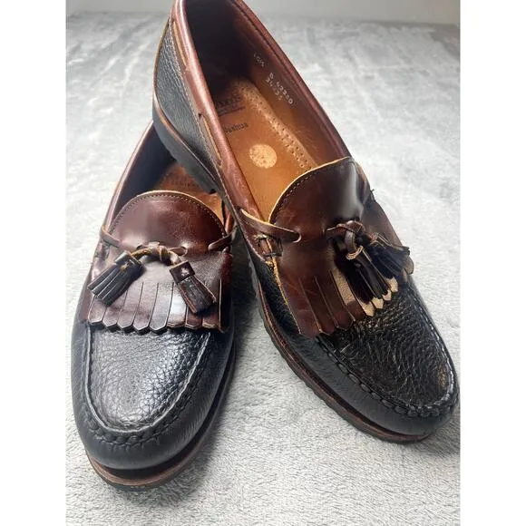 Allen Edmonds Nashua Tassel Loafers Black/Brown Leather Shoe Men's Size‎ 10 1/2
