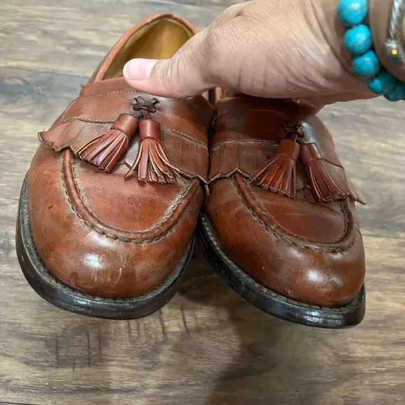 Allen Edmonds Tan Leather Newport Tassel Loafers Sz. 10