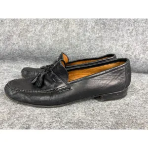 Allen Edmonds Urbino Loafers Men's 10.5D Black Leather Made in Italy Tasseled