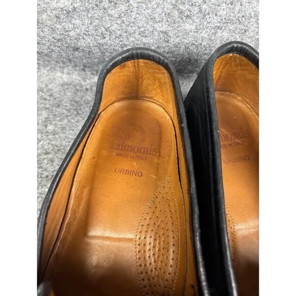 Allen Edmonds Urbino Loafers Men's 10.5D Black Leather Made in Italy Tasseled