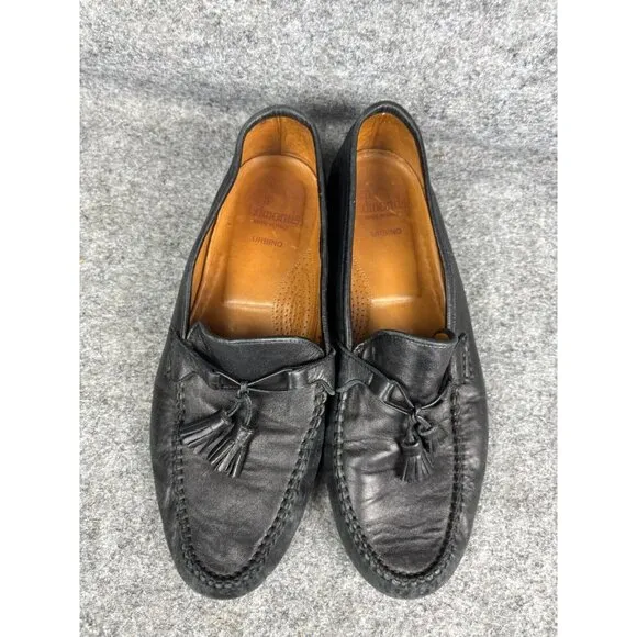 Allen Edmonds Urbino Loafers Men's 10.5D Black Leather Made in Italy Tasseled