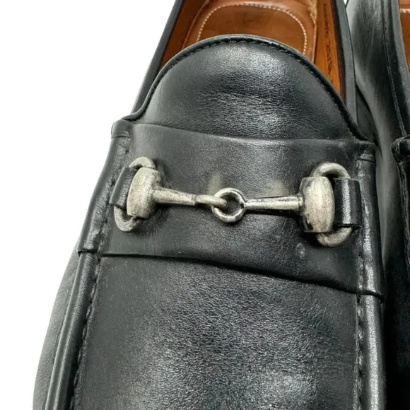ALLEN EDMONDS Verona II Italy Black Leather Horse-Bit Sz 8 D Loafer