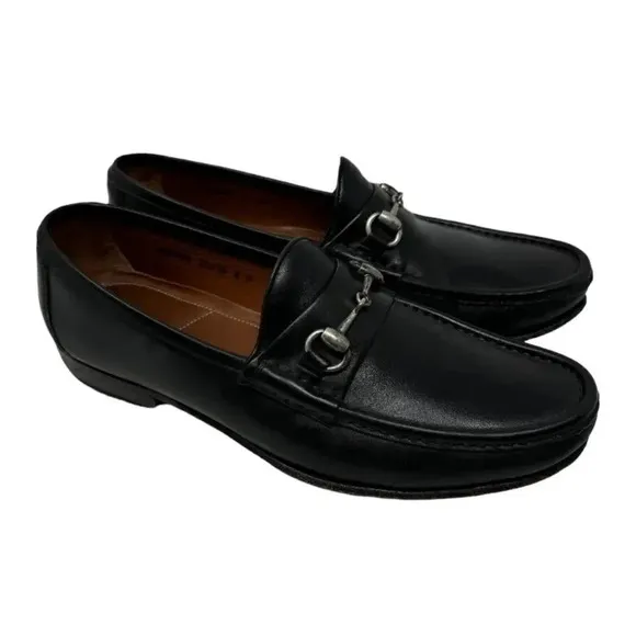 ALLEN EDMONDS Verona II Italy Black Leather Horse-Bit Sz 8 D Loafer