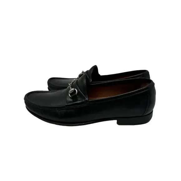 ALLEN EDMONDS Verona II Italy Black Leather Horse-Bit Sz 8 D Loafer