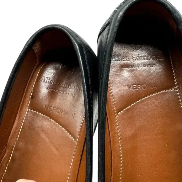 ALLEN EDMONDS Verona II Italy Black Leather Horse-Bit Sz 8 D Loafer