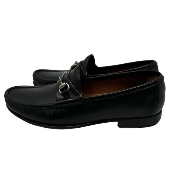 ALLEN EDMONDS Verona II Italy Black Leather Horse-Bit Sz 8 D Loafer