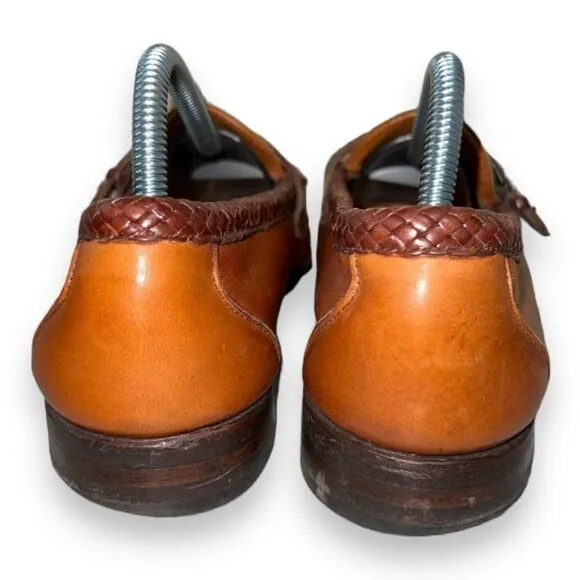 Allen Edmonds Monterey Brown Woven Leather Kittie Loafers Men's 8.5D
