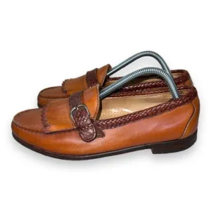 Allen Edmonds Monterey Brown Woven Leather Kittie Loafers Men's 8.5D