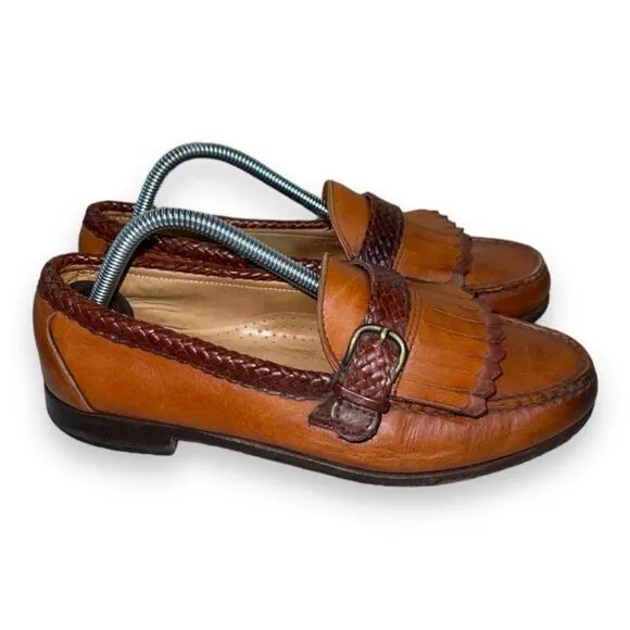 Allen Edmonds Monterey Brown Woven Leather Kittie Loafers Men's 8.5D