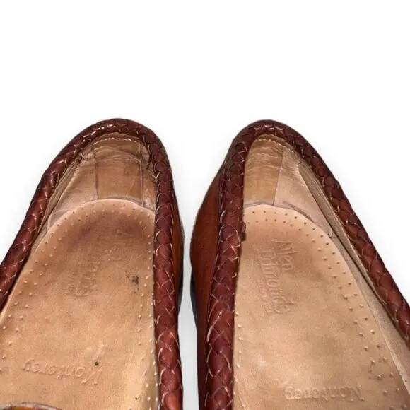 Allen Edmonds Monterey Brown Woven Leather Kittie Loafers Men's 8.5D