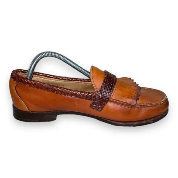 Allen Edmonds Monterey Brown Woven Leather Kittie Loafers Men's 8.5D