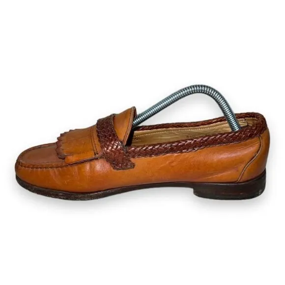 Allen Edmonds Monterey Brown Woven Leather Kittie Loafers Men's 8.5D