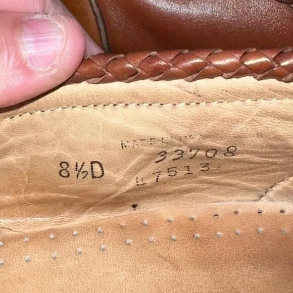 Allen Edmonds Monterey Brown Woven Leather Kittie Loafers Men's 8.5D