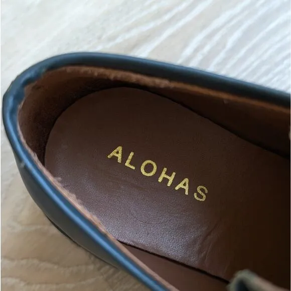 ALOHAS Tycoon Jade Green Leather Chunky Loafers, size EU 38/ US 7-7.5