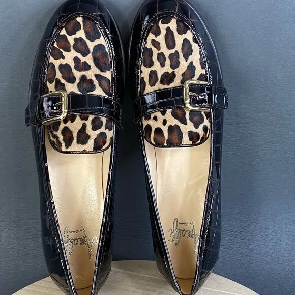 Amalfi by Rangoni Animal print Leather loafers womens size 7 (new without box)